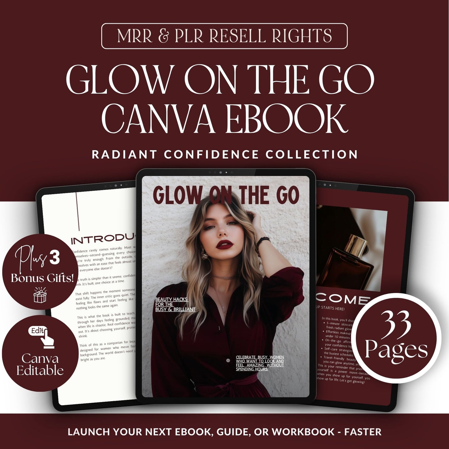 Glow On The Go – Canva Ebook Template (Beauty & Confidence Guide, MRR + PLR)