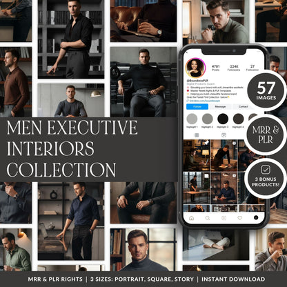 57 Men's Executive Home Office AI Images | Masculine Stock Photos, Work From Home, MRR PLR Resell Rights