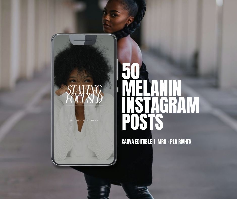 Canva Instagram Templates | 50 Melanin Posts & Stories, 3 Sizes + PLR