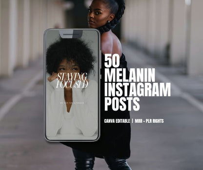 Canva Instagram Templates | 50 Melanin Posts & Stories, 3 Sizes + PLR