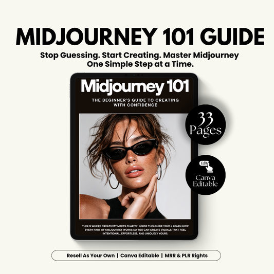 MidJourney 101 Guide — Create Professional AI Images With Confidence | Canva Editable | MRR + PLR Boundless PLR