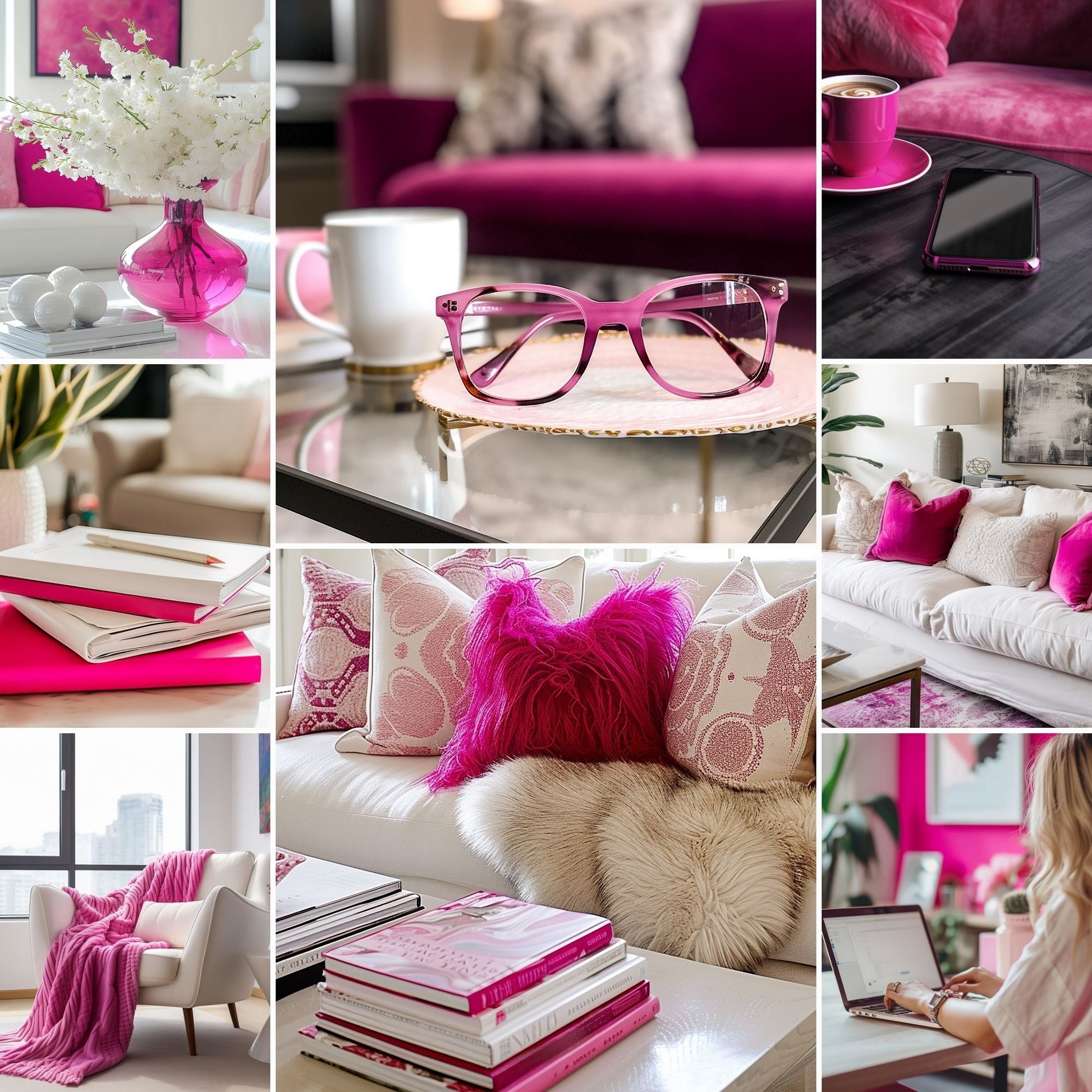 Pink Stock Photos Bundle (Hot Pink Aesthetic) | 35 Images | Canva Download | 3 Sizes Boundless PLR