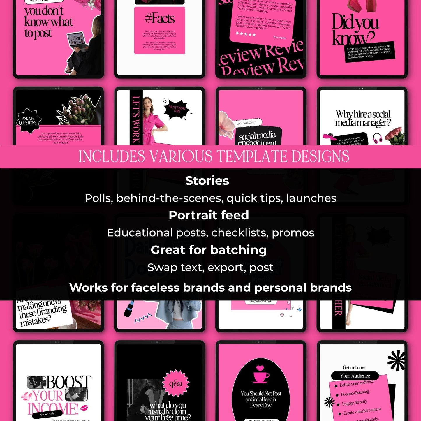 Social Media Templates PLR, 50 Editable Canva Instagram Posts | MRR & PLR Boundless PLR
