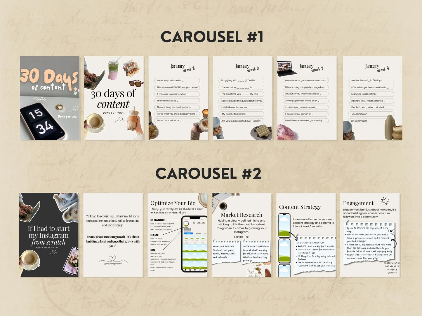 10 Aesthetic Instagram Carousel Templates – Canva Editable with MRR & PLR + Bonus Stickers & Pinterest Guide Boundless PLR