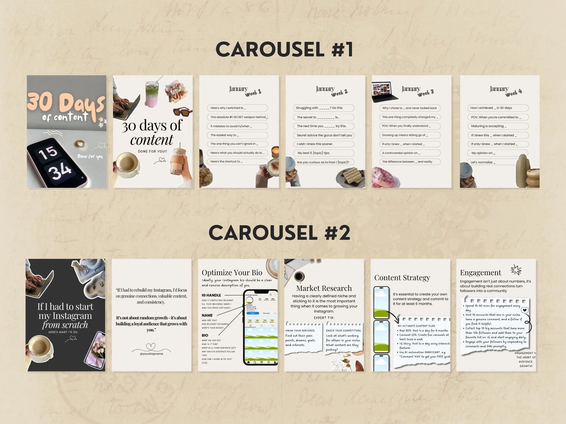 10 Aesthetic Instagram Carousel Templates – Canva Editable with MRR & PLR + Bonus Stickers & Pinterest Guide Boundless PLR