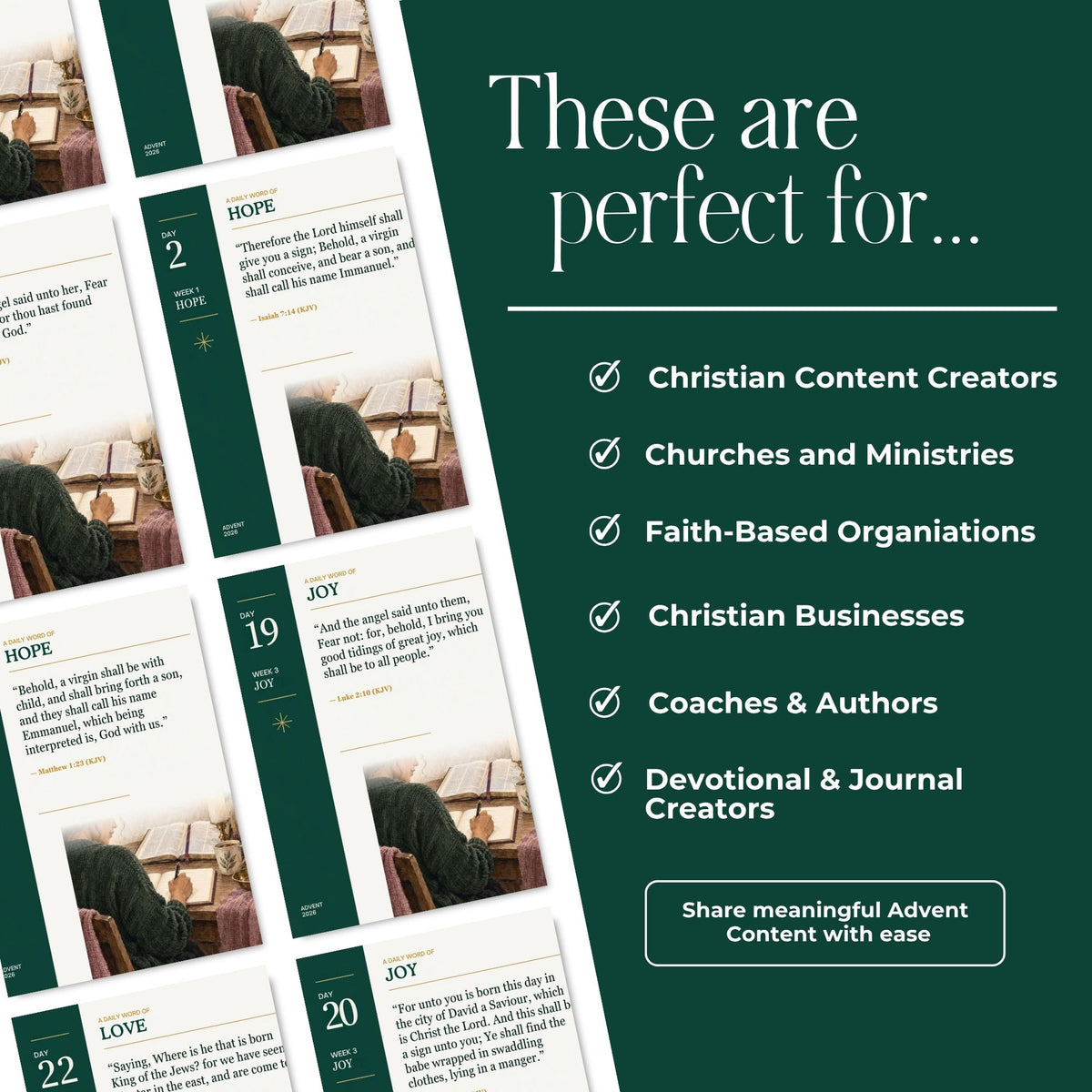 Bible Verse Templates | Advent & Christmas Scripture Social Media Templates | Editable Canva Instagram, Story & Square Templates