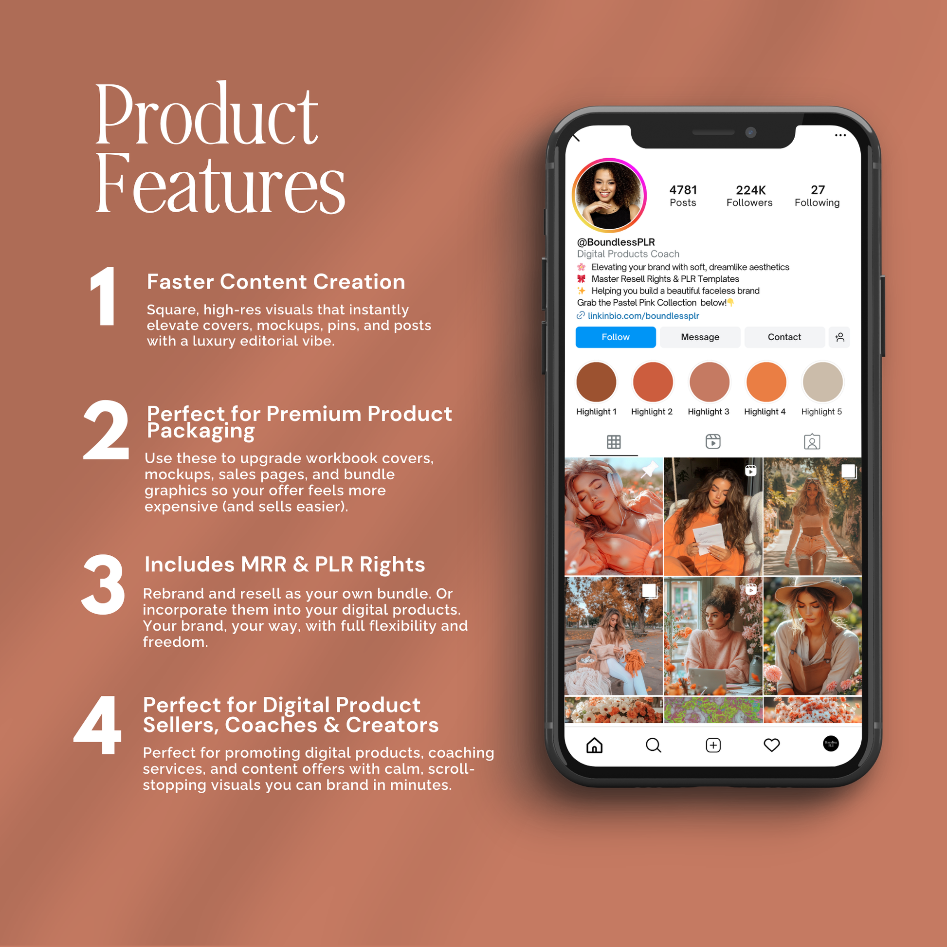 Peach Aesthetic AI Stock Images Bundle with PLR MRR Boundless PLR