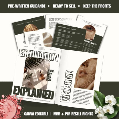 Exfoliation Explained – Canva Editable Skincare eBook with PLR & MRR Resell Rights Boundless PLR