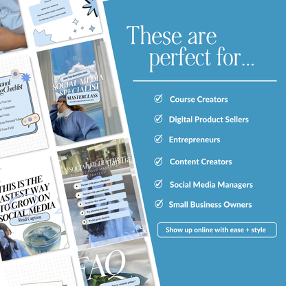 Pastel Blue Instagram Templates | Canva PLR & MRR Resell Rights | 4 Bonuses Boundless PLR