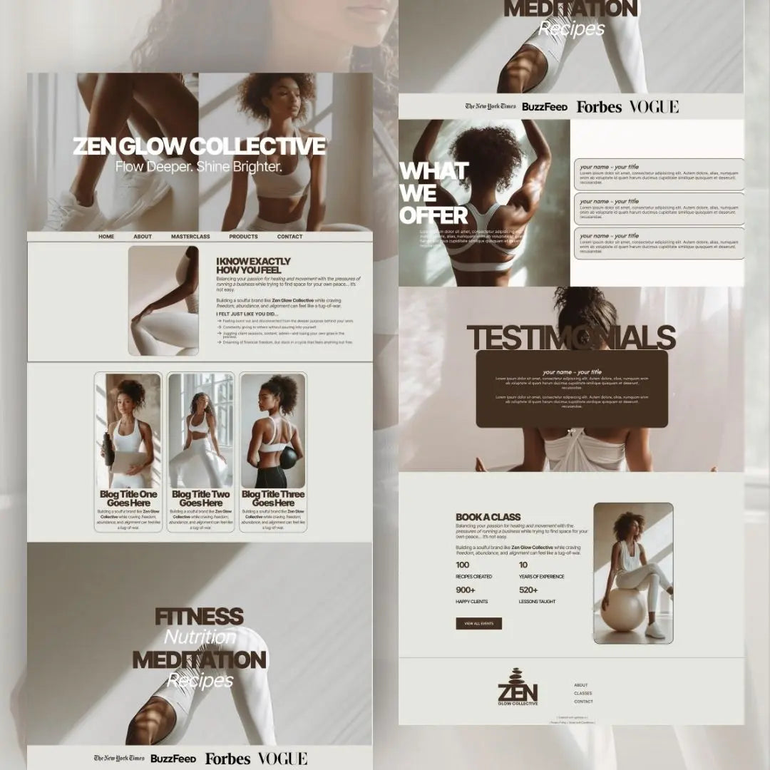 System.io Sales Funnel, Zen Glow Collective Systeme.io Website – Wellness Funnel with MRR, PLR + Bonus Faceless Fitness AI Stock Images Boundless PLR