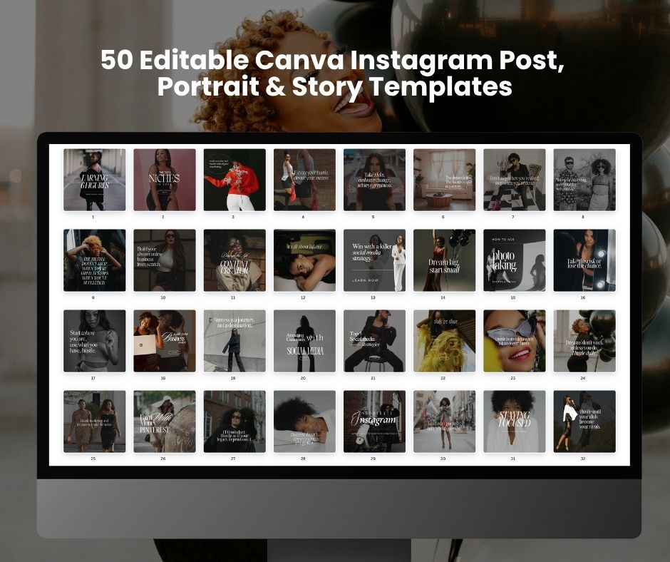 Canva Instagram Templates | 50 Melanin Posts & Stories, 3 Sizes + PLR