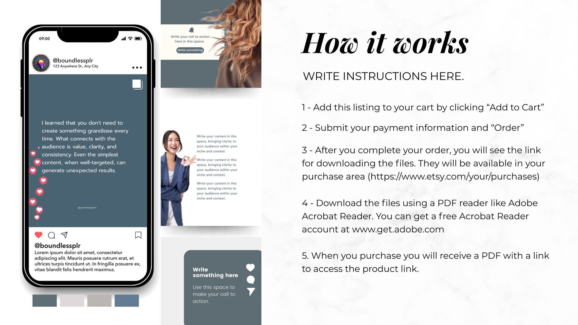 PLR Canva Carousel Templates — Coastal Carousel Bundle | 10 Editable Social Media Templates with MRR Resell Rights Boundless PLR