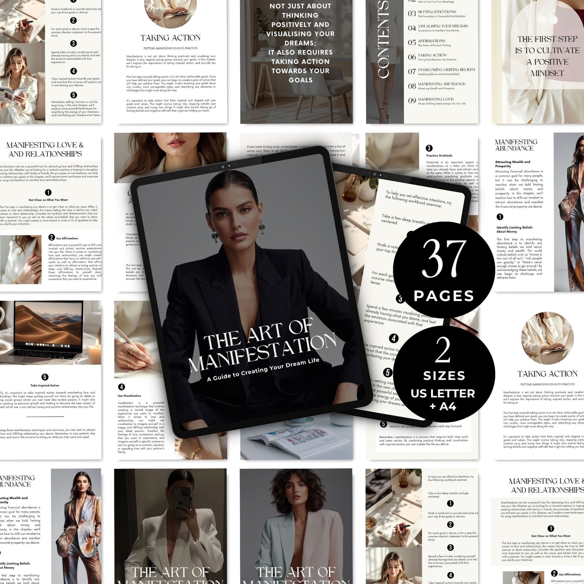 The Art of Manifestation eBook (Canva Editable) | US Letter + A4 | MRR + PLR + 3 Bonuses Boundless PLR