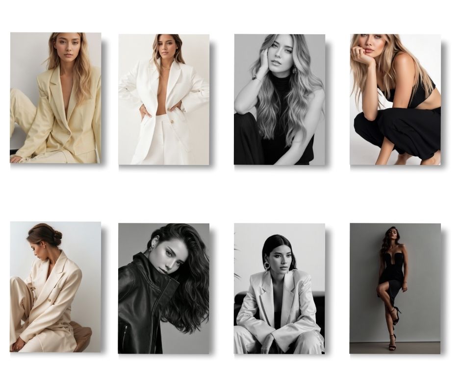Editorial Fashion Stock Photos for Websites | Women's Suiting Photography Image Bundle with Resell Rights
