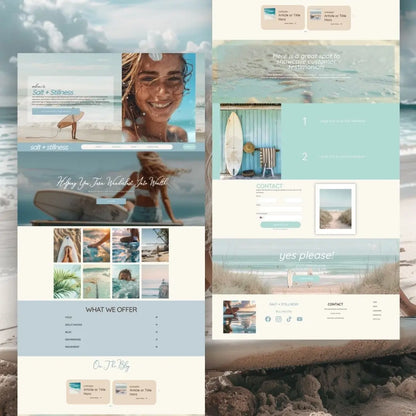 Systeme.io Salt + Stillness Funnel Template – Coastal-Inspired Website for Digital Product Sellers Boundless PLR