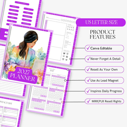 2027 Digital Planner Template | Canva PLR + MRR