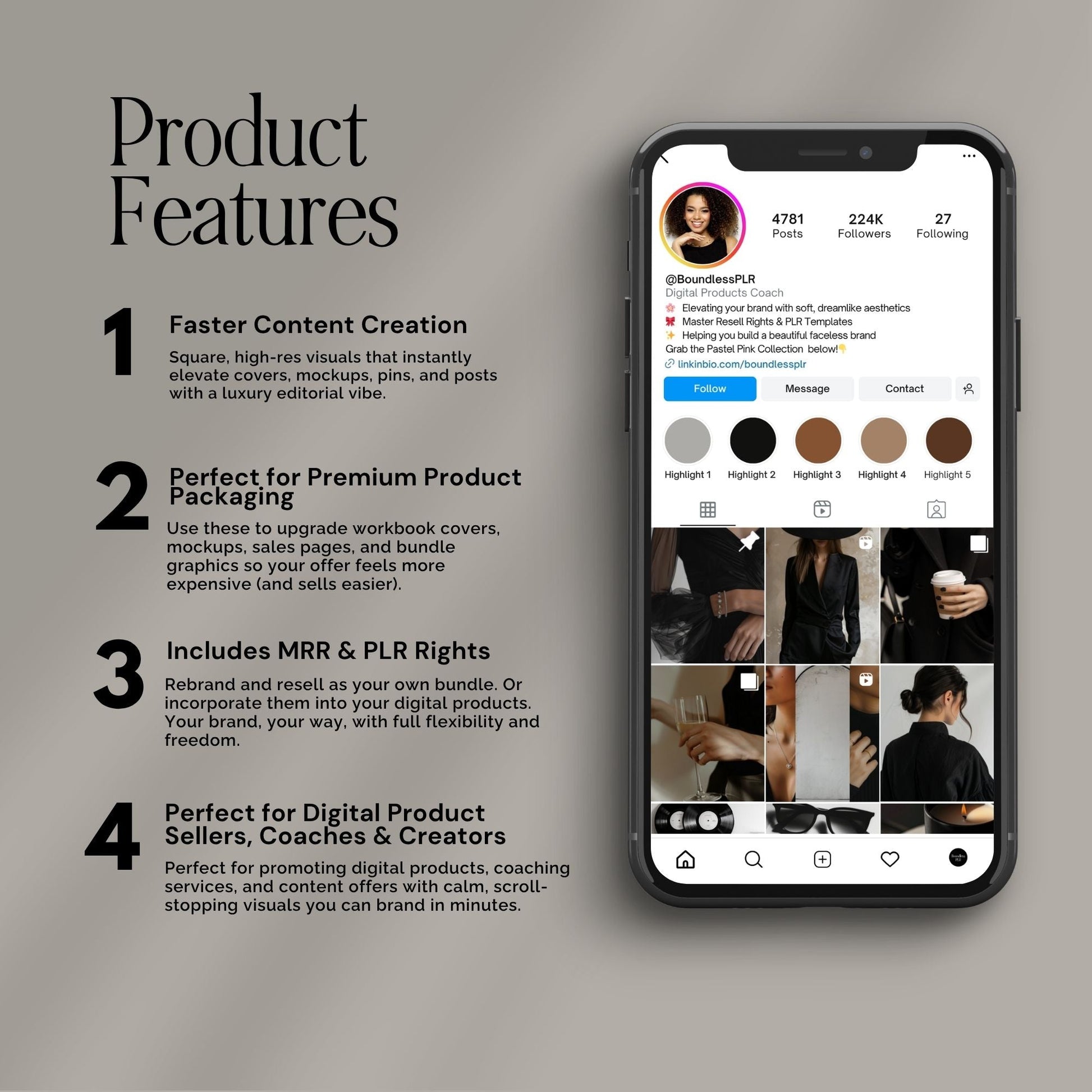 Dark & Moody AI Stock Images | 100 Aesthetic Lifestyle Photos | MRR PLR Digital Products Boundless PLR
