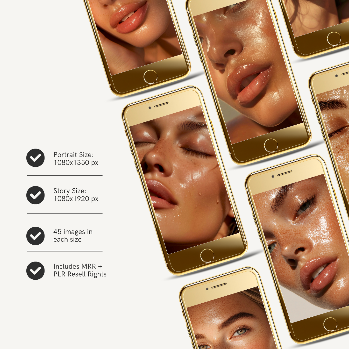 Golden Hour Skincare Image Bundle (90) | AI Stock Images & Photos | MRR + PLR Resell Rights