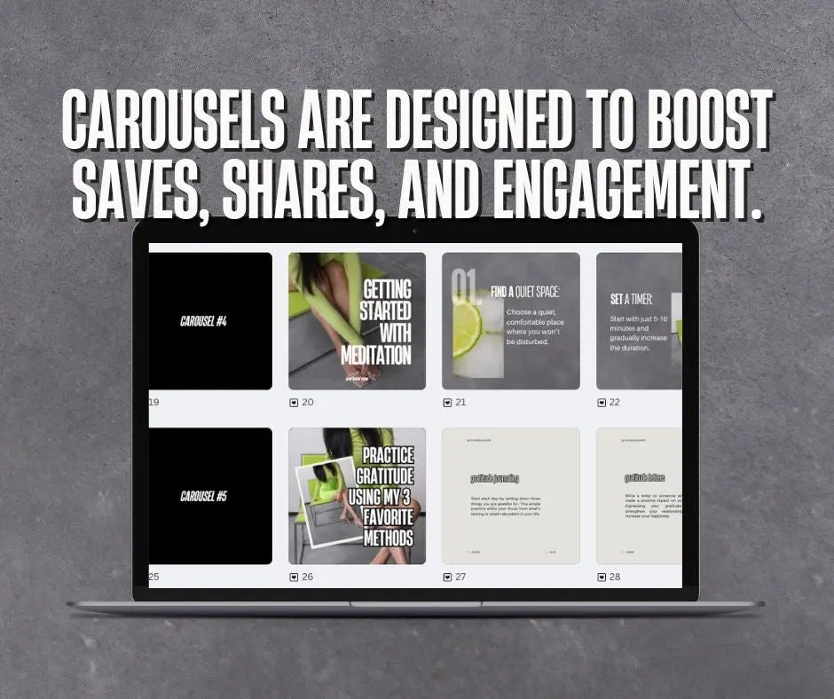 Positivity Pop Carousels – 5 Editable Instagram Canva Templates (MRR & PLR) Boundless PLR