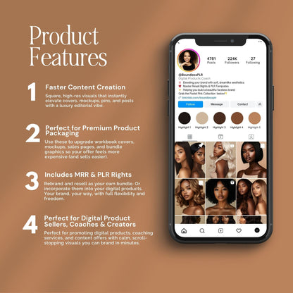 Melanin Hair Stock Photos — 100 Luxury Hairstyle Images | PLR MRR Resell Rights | Faceless Marketing | Black Women Beauty Bundle Boundless PLR