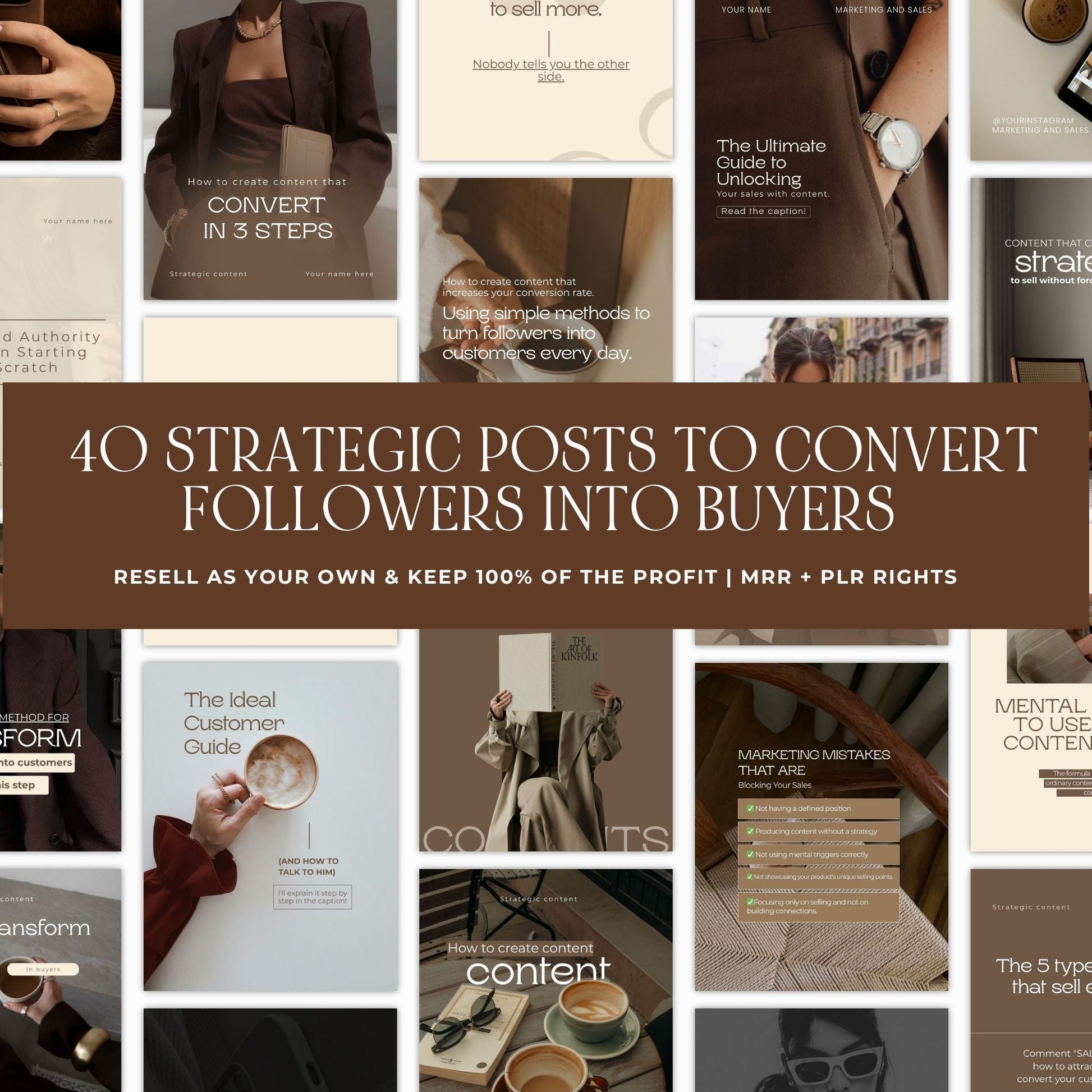 Strategic Marketing & Sales Content Pack | 40+ Instagram Templates | MRR & PLR Boundless PLR