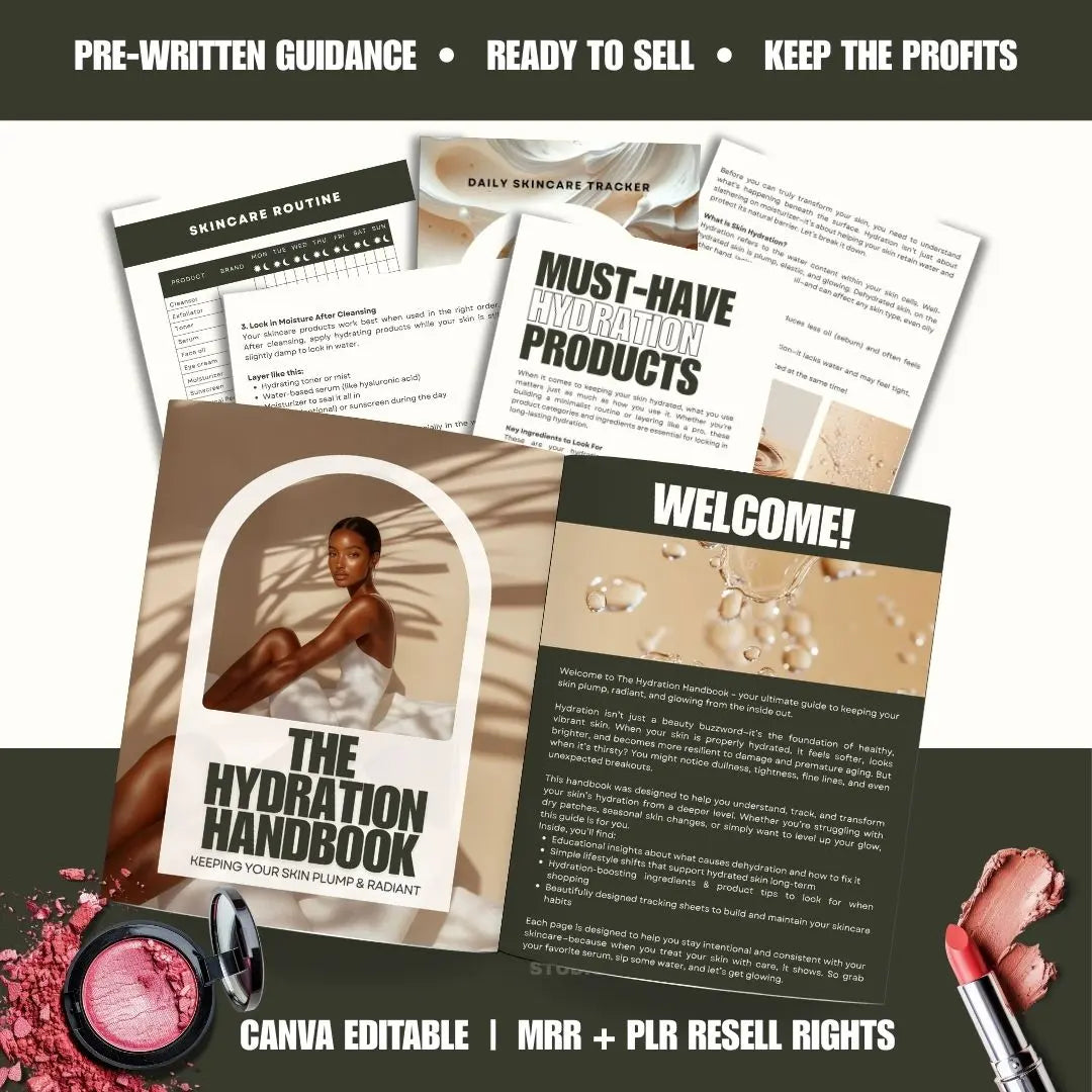 The Hydration Handbook – Canva Editable Skincare eBook with PLR & MRR Resell Rights Boundless PLR