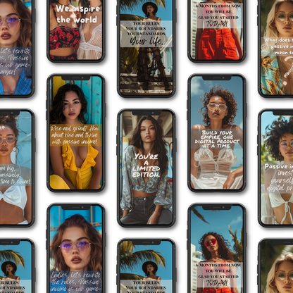Motivational Instagram Posts, Stories, & Portraits, Empowering Women Canva Templates, Editable Social Media Bundle, PLR + MRR Resell Rights Boundless PLR