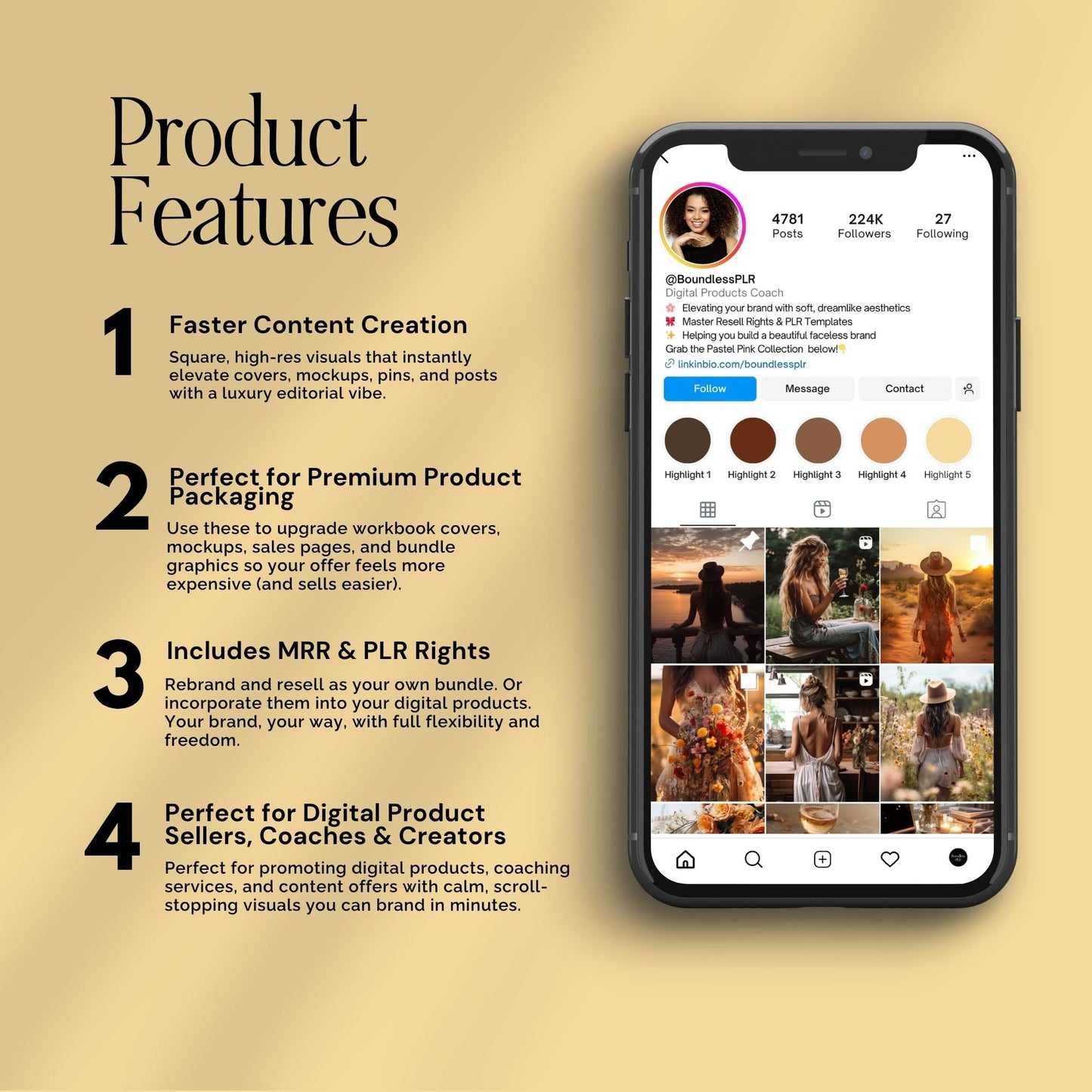 Golden Sunset AI Stock Images | 102 Aesthetic Lifestyle Photos | Canva | MRR PLR Digital Products Boundless PLR