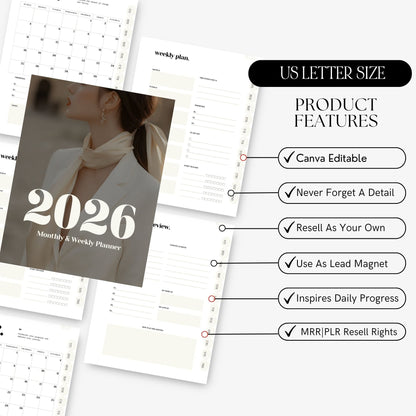 2026 Hyperlinked Canva Planner | Digital Planner with PLR & MRR Boundless PLR