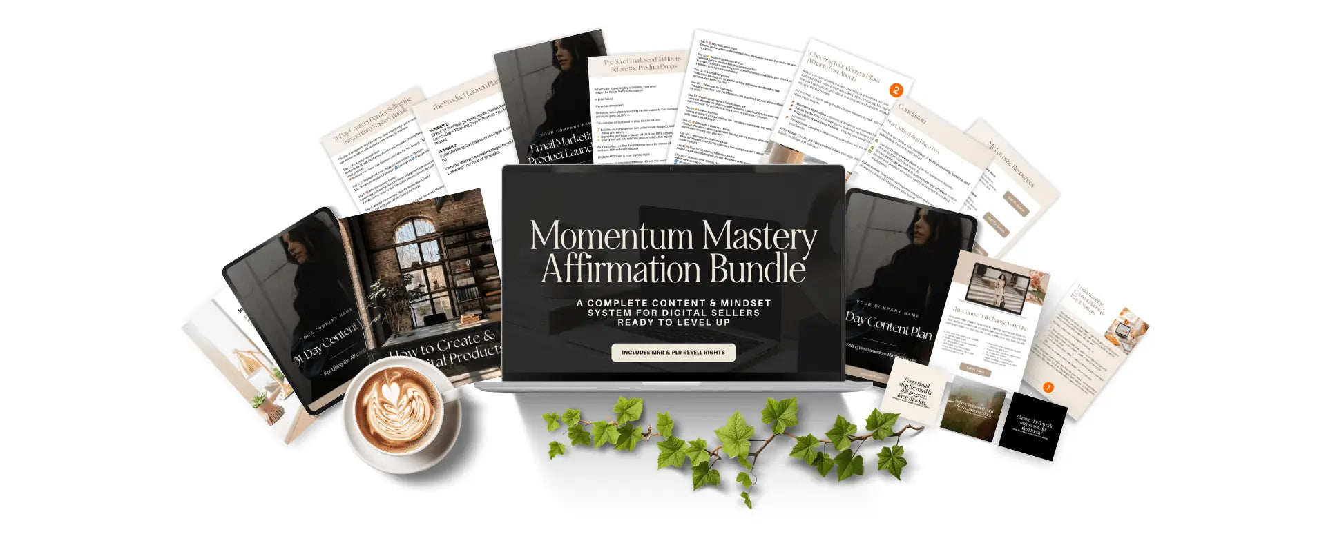 Momentum Mastery Affirmation Bundle, PLR Canva Templates, MRR Affirmation Content for Digital Product Sellers, Entrepreneurs
