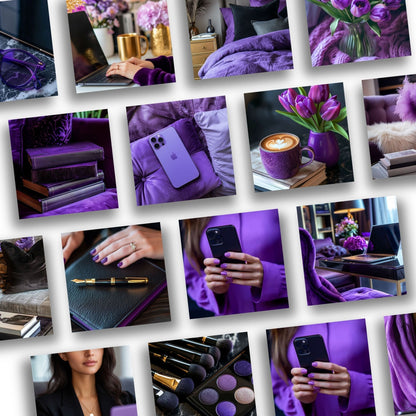 Luxury Faceless Stock Images: Purple Velvet Collection (45 Aesthetic Photos + MRR/PLR) Boundless PLR