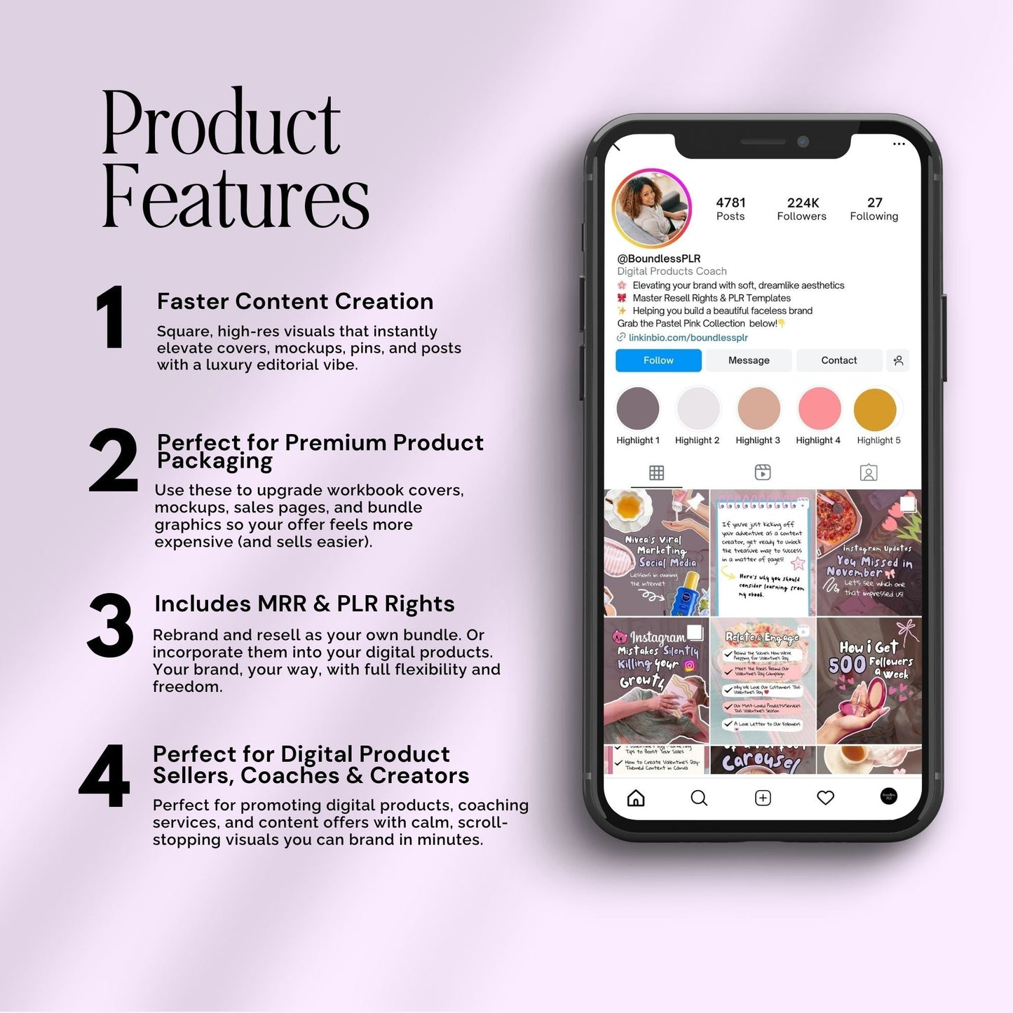 Instagram Carousel Cover Templates Bundle – 60 Canva Hook Slides | MRR + PLR (4:5) Boundless PLR
