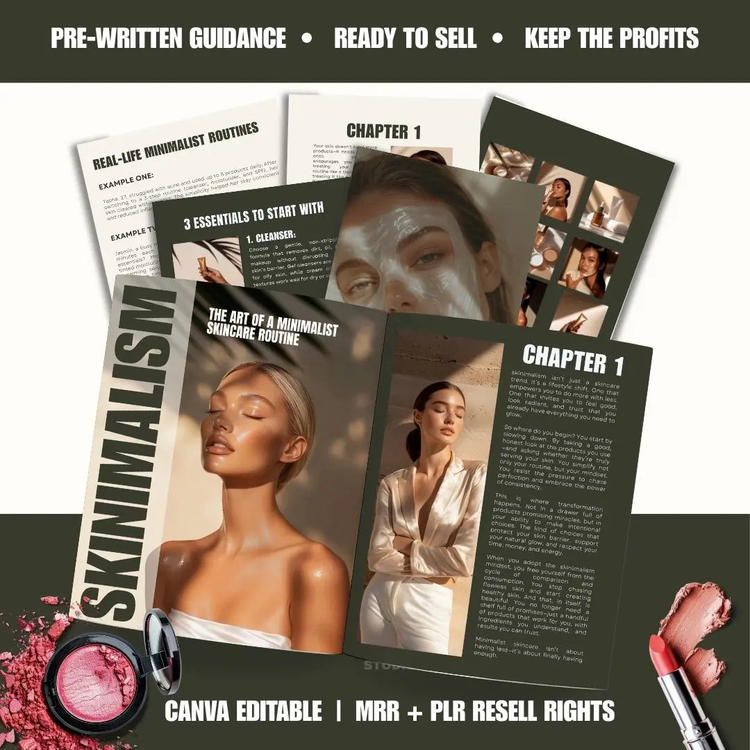 Skinimalism Guide – Canva Editable eBook with PLR & MRR Resell Rights Boundless PLR
