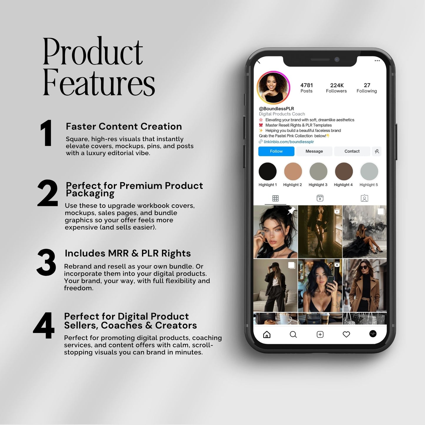 260 Luxe Dark Aesthetic Stock Photos with PLR & MRR Rights | Instant Download
