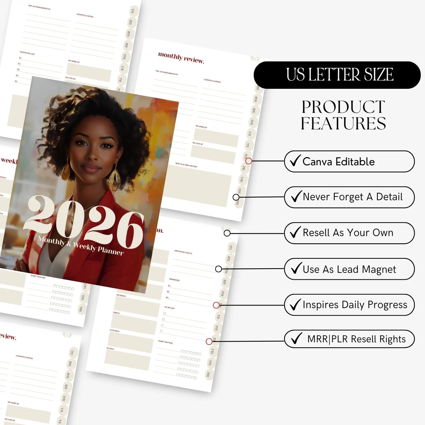 2026 Canva Editable Planner | Monthly & Weekly Planner with PLR & MRR Resell Rights Boundless PLR