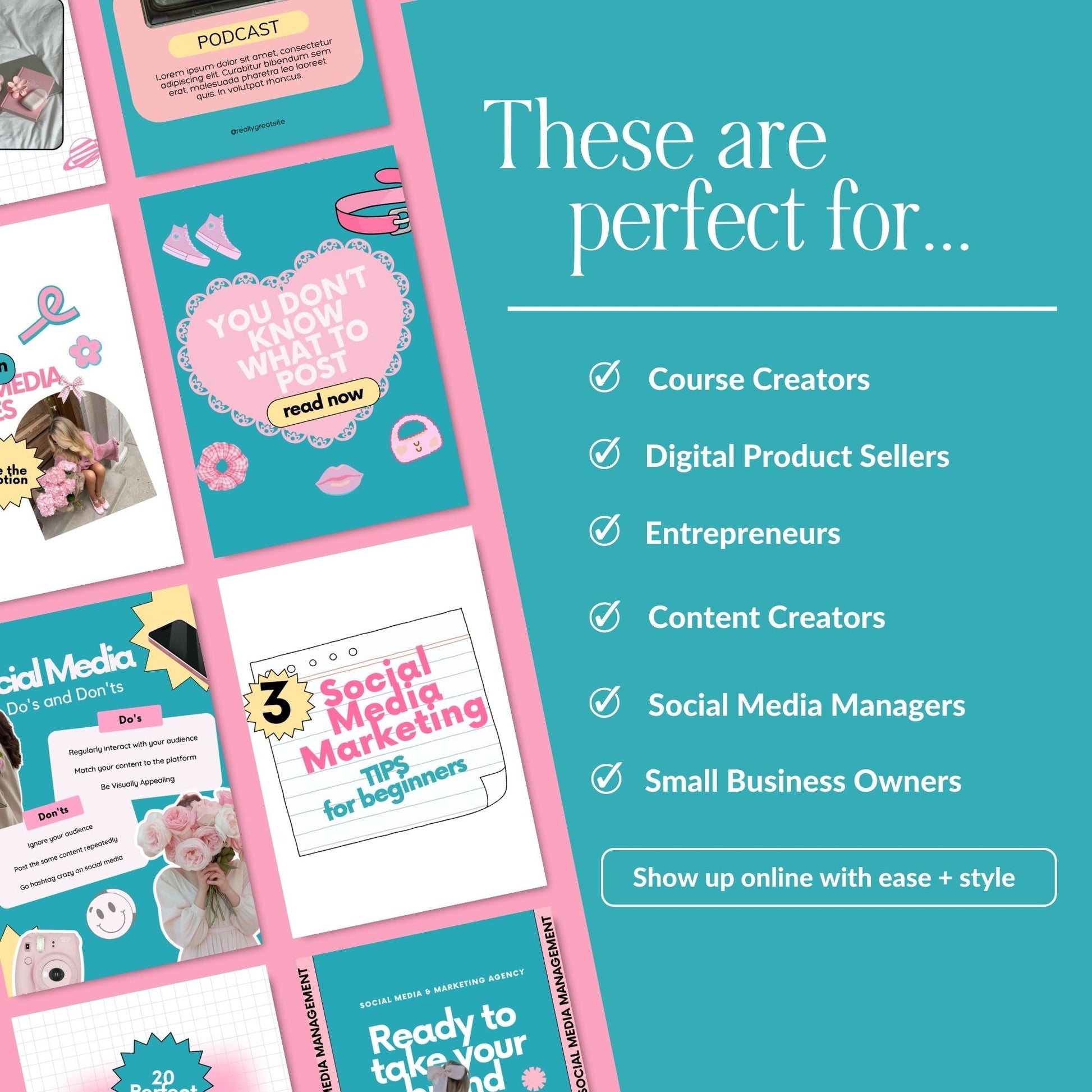 Social Media Management Templates | 60 Editable Canva Instagram Posts | MRR & PLR Resell Rights Boundless PLR