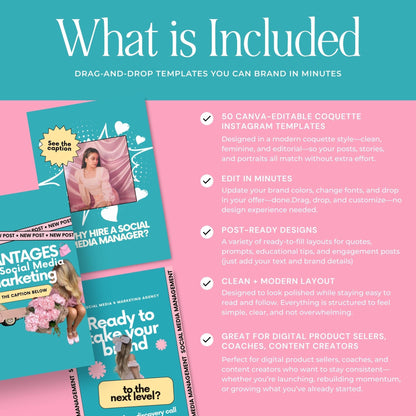 Social Media Management Templates | 60 Editable Canva Instagram Posts | MRR & PLR Resell Rights Boundless PLR