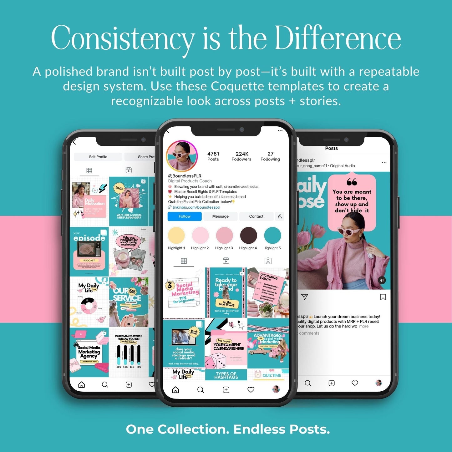 Social Media Management Templates | 60 Editable Canva Instagram Posts | MRR & PLR Resell Rights Boundless PLR