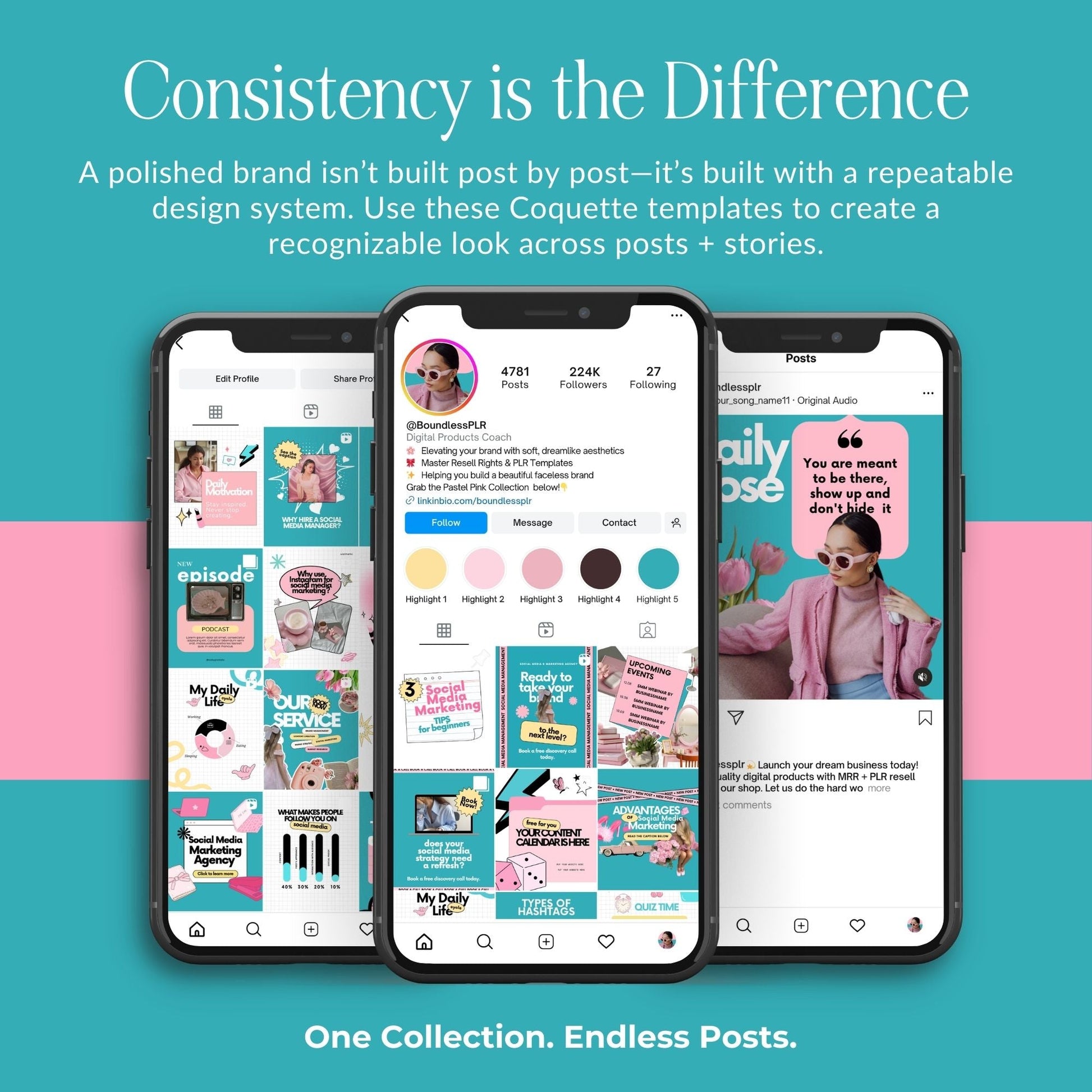 Social Media Management Templates | 60 Editable Canva Instagram Posts | MRR & PLR Resell Rights Boundless PLR