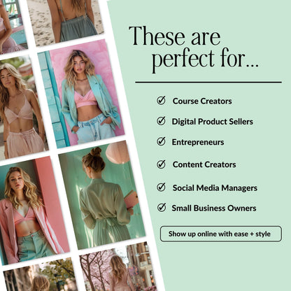 AI Stock Images Bundle | 150 Mint and Pink Stock Photos | 3 Sizes | PLR MRR Resell Rights Boundless PLR