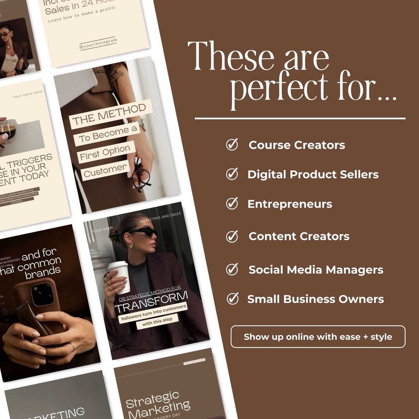 Strategic Marketing & Sales Content Pack | 40+ Instagram Templates | MRR & PLR Boundless PLR