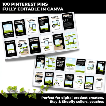 Pinterest Templates for Bloggers with MRR & PLR Rights | Canva Templates – 100 Editable Pin Designs with PLR & MRR Resell Rights | Digital Marketing Bundle for Bloggers & Product Sellers Boundless PLR