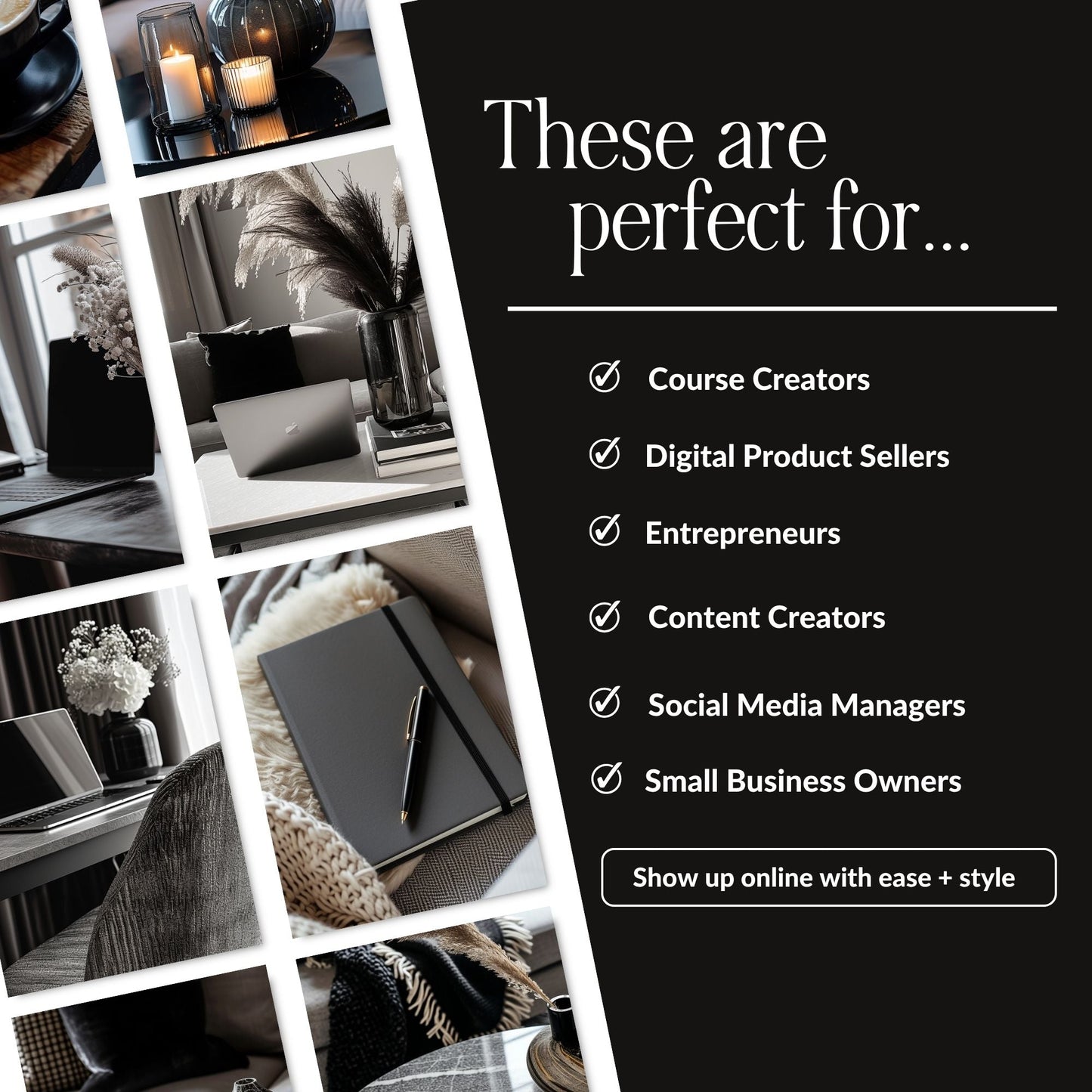 Black & Cream Stock Photos | 35 Moody Lifestyle Stock Images | MRR PLR Resell Rights Boundless PLR