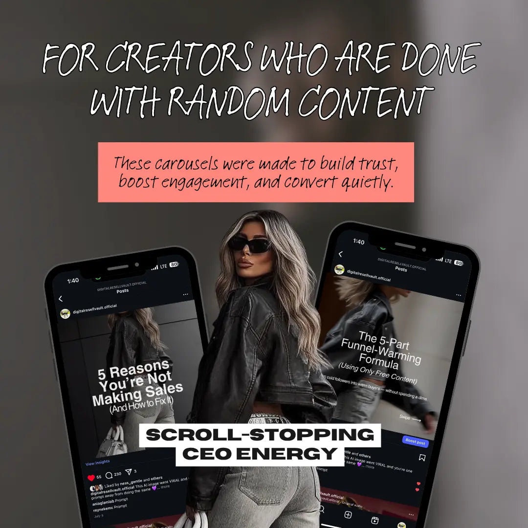 Conversion Queen Carousel Pack – 94 Editable Canva Instagram Templates with PLR & MRR Resell Rights Boundless PLR