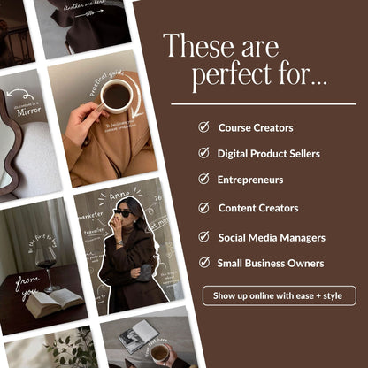 PLR Instagram Templates, 20 Brown Aesthetic Posts, Digital Products with MRR, Canva Editable Boundless PLR