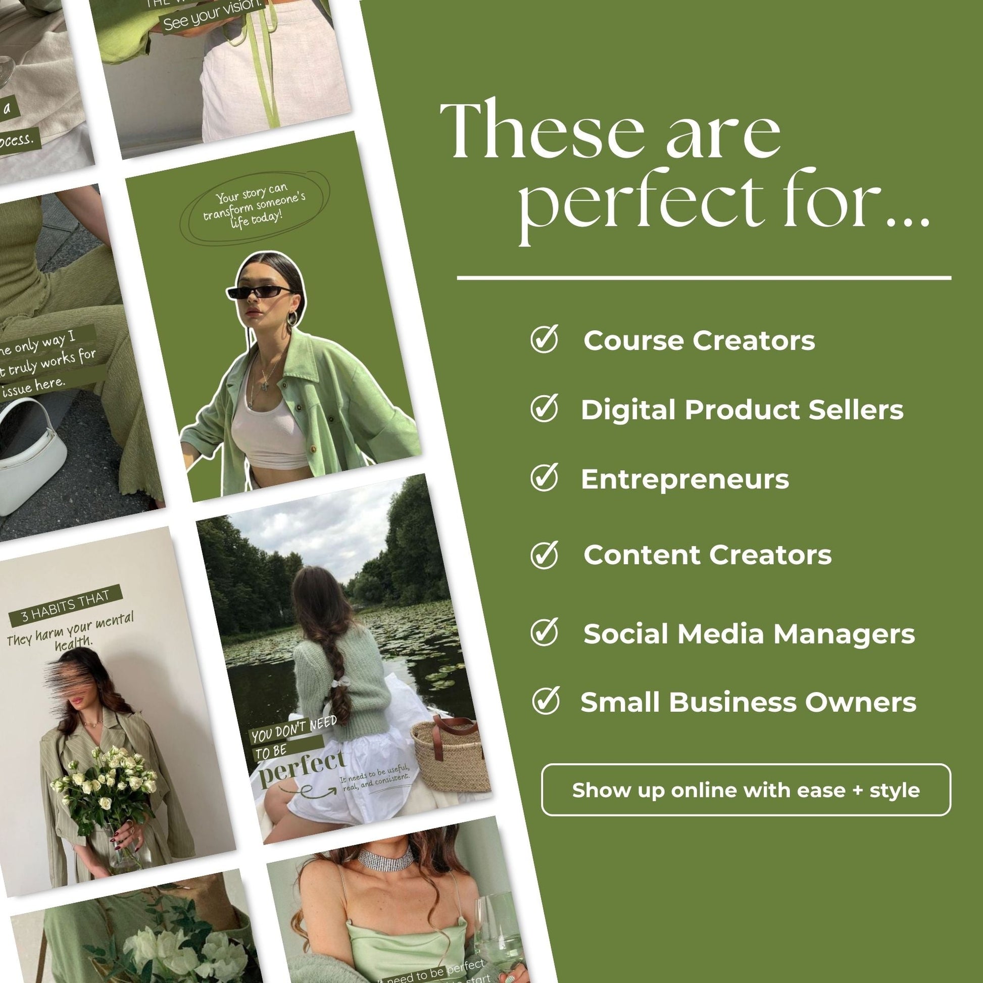 Sage Aesthetic Instagram Templates (Portrait) | 50 Canva Templates | MRR + PLR Boundless PLR