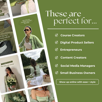 Sage Aesthetic Instagram Templates (Portrait) | 50 Canva Templates | MRR + PLR Boundless PLR
