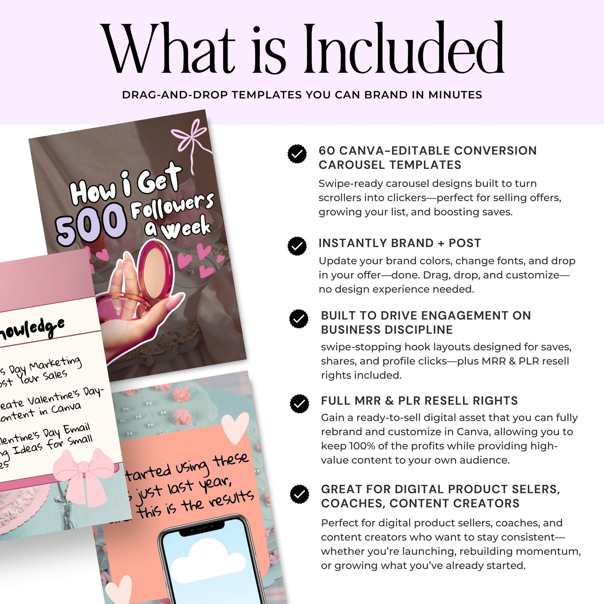 Instagram Carousel Cover Templates Bundle – 60 Canva Hook Slides | MRR + PLR (4:5) Boundless PLR