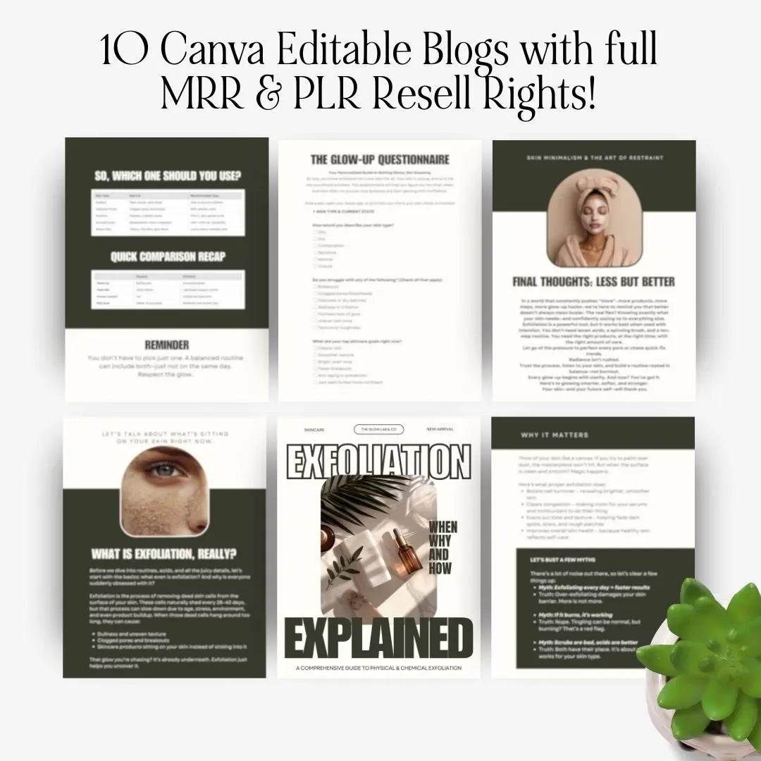 Exfoliation Explained – Canva Editable Skincare eBook with PLR & MRR Resell Rights Boundless PLR