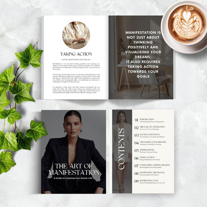The Art of Manifestation eBook (Canva Editable) | US Letter + A4 | MRR + PLR + 3 Bonuses Boundless PLR